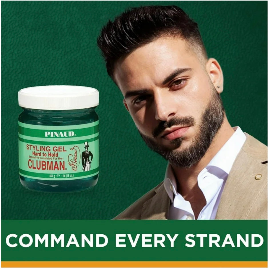 Clubman Pinaud Hair Gel for Men, Strong Hold & High Shine Hair Styling Gel, Alcohol-Free, 16 Oz