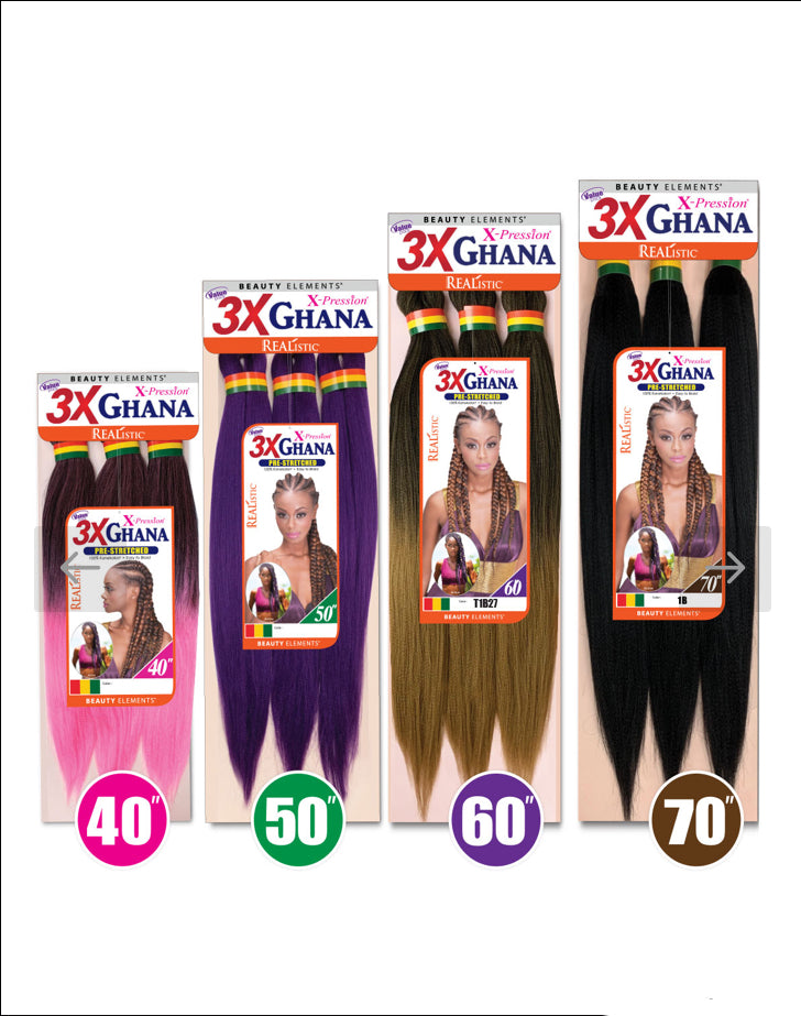3x GHANA PRE-STRETCHED BRAID 40"