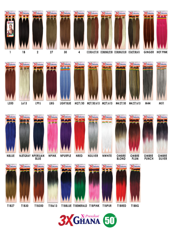 3x GHANA PRE-STRETCHED BRAID 50"
