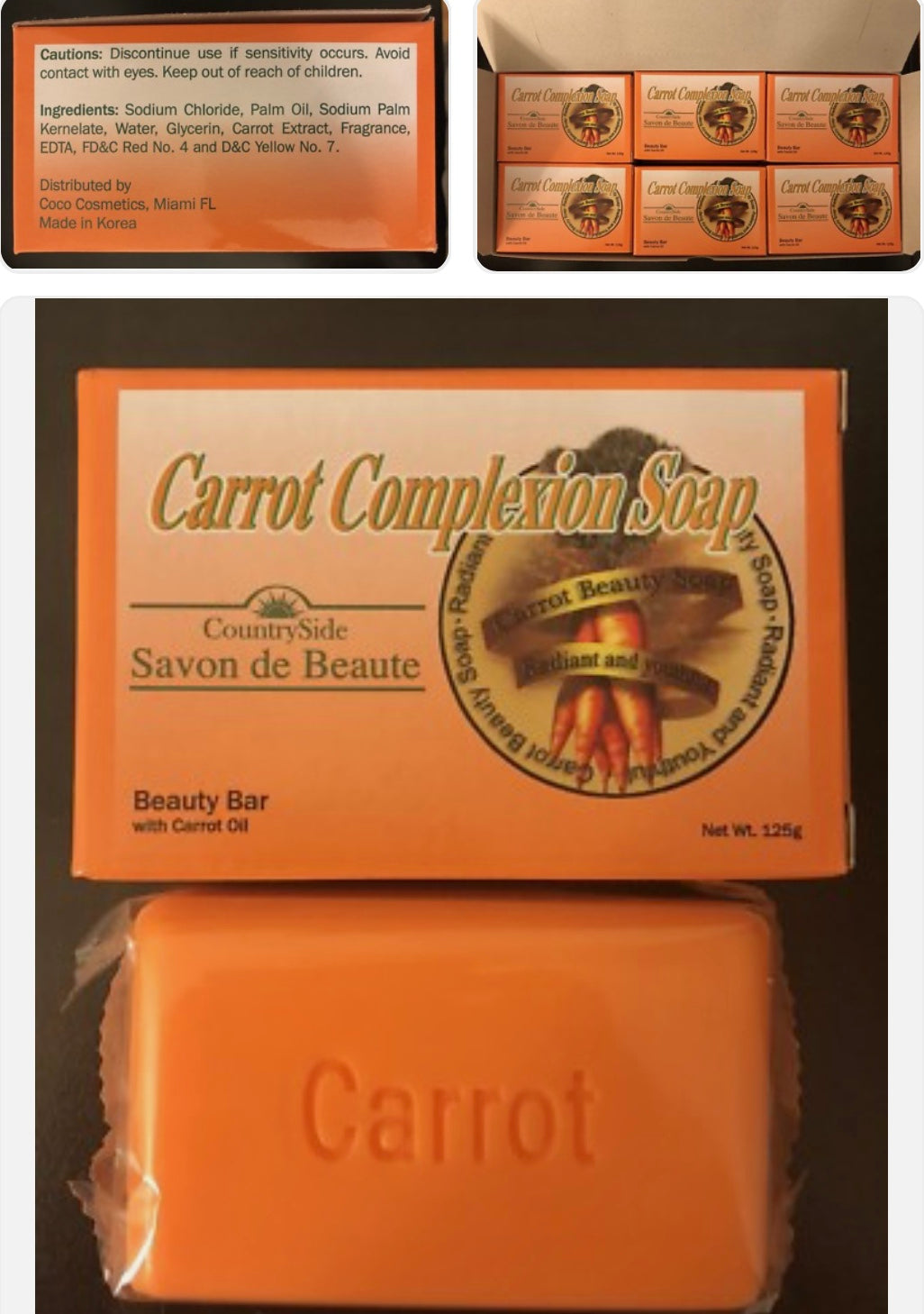 Carrot Complexion Soap Skin Tone Improvement w/ Carrot Oil (12 Pack)