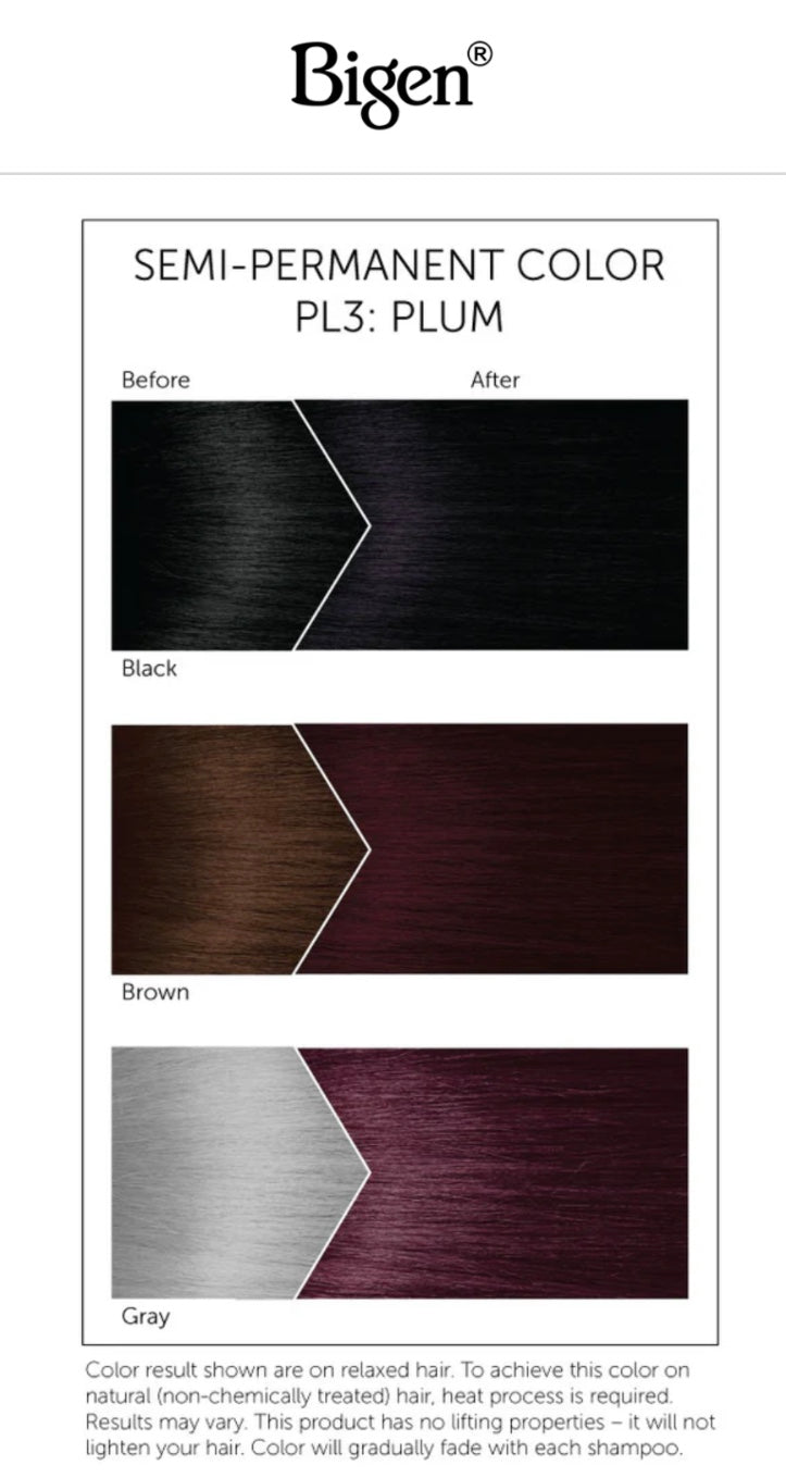 BIGEN SEMI-PERMANENT HAIR COLOR, [PL3] PLUM, ALL HAIR TYPE