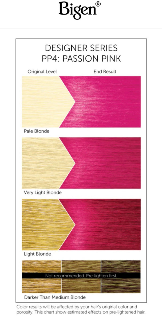 BIGEN SEMI-PERMANENT HAIR COLOR, [PP4] PASSION PINK, ALL HAIR TYPE
