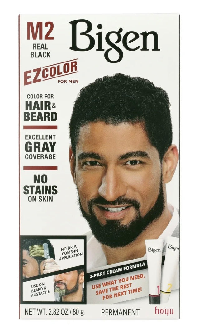 BIGEN EZ PERMANENT HAIR COLOR, [M2] REAL BLACK, ALL HAIR TYPE