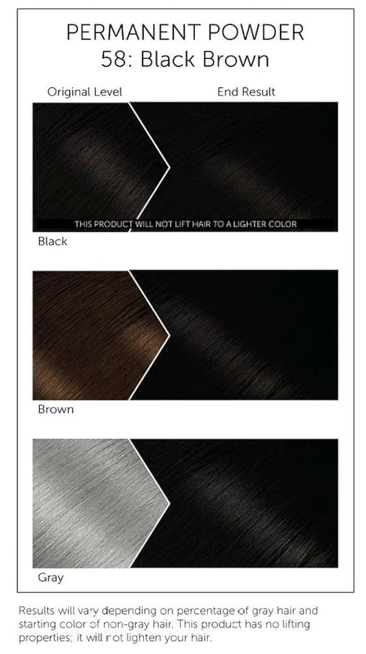 BIGEN PERMANENT POWDER HAIR COLOR, [58] BLACK BROWN, ALL HAIR TYPE
