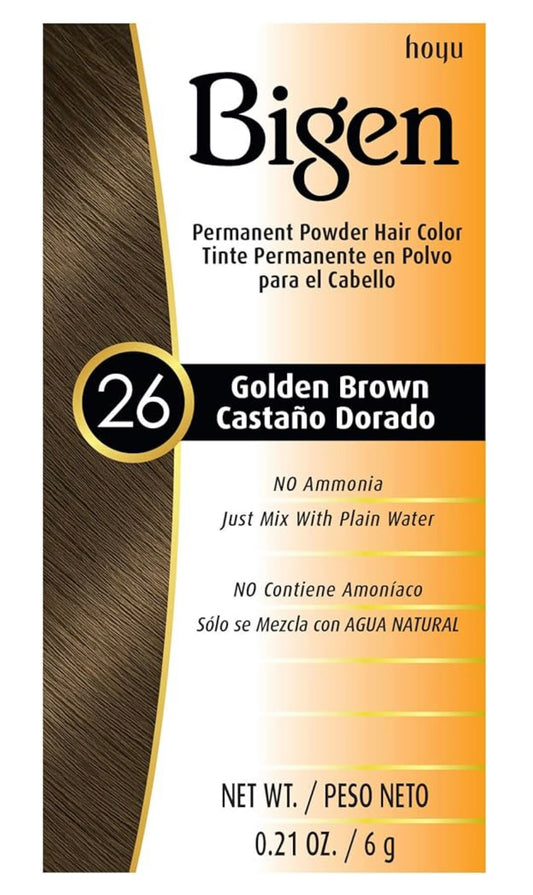 BIGEN PERMANENT POWDER HAIR COLOR, [26] GOLDEN BROWN, ALL HAIR TYPE