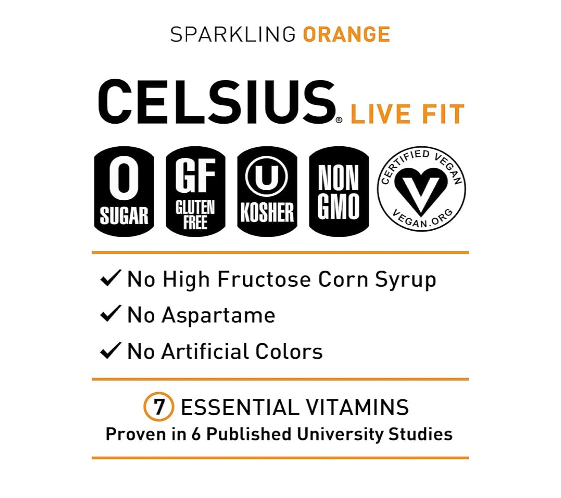 CELSIUS SPARKLING ORANGE ENERGY DRINK, 12 Fl Oz