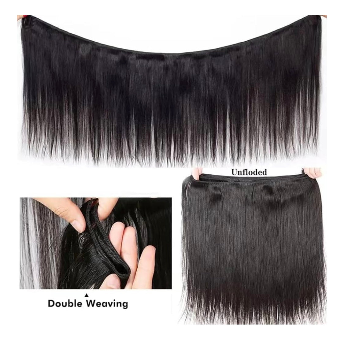 BRAZILIAN STRAIGHT UNPROCESSED 100% HUMAN HAIR VIRGIN REMY 12" 14" 16"