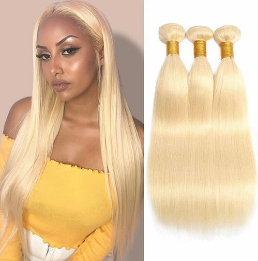 B&B EXPRESS GOLD 100% BRAZILIAN STRAIGHT VIRGIN HUMAN HAIR COLOR 613, 18" 16" 14"