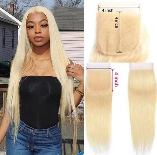 B&B EXPRESS GOLD 100% BRAZILIAN STRAIGHT VIRGIN HUMAN HAIR COLOR 613, 10" (4x4)