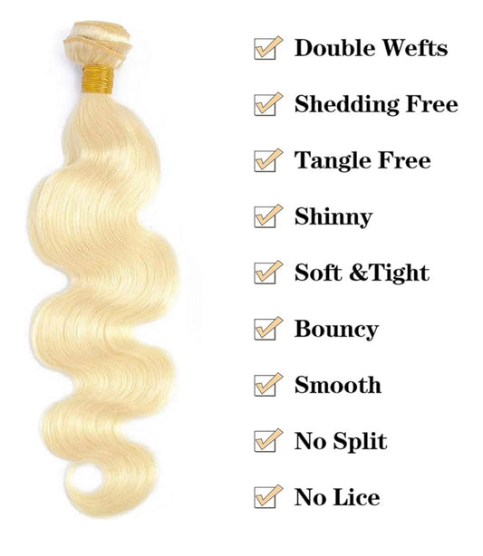 B&B EXPRESS GOLD 100% BRAZILIAN BODY WAVE VIRGIN HUMAN HAIR COLOR 613, 14"