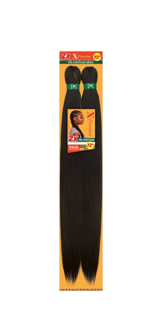 2x X-PRESSION PRE-STRETCHED BRAID 72″