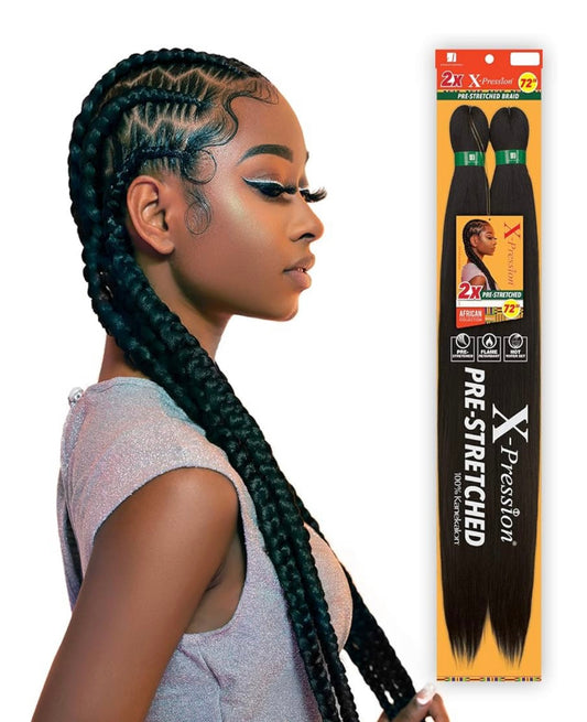 2x X-PRESSION PRE-STRETCHED BRAID 72″