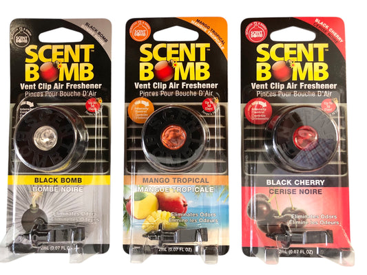 SCENT BOMB CAR FRESHENER WITH VENT CLIP