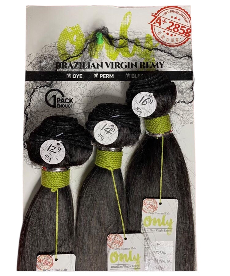 BRAZILIAN STRAIGHT UNPROCESSED 100% HUMAN HAIR VIRGIN REMY 12" 14" 16"