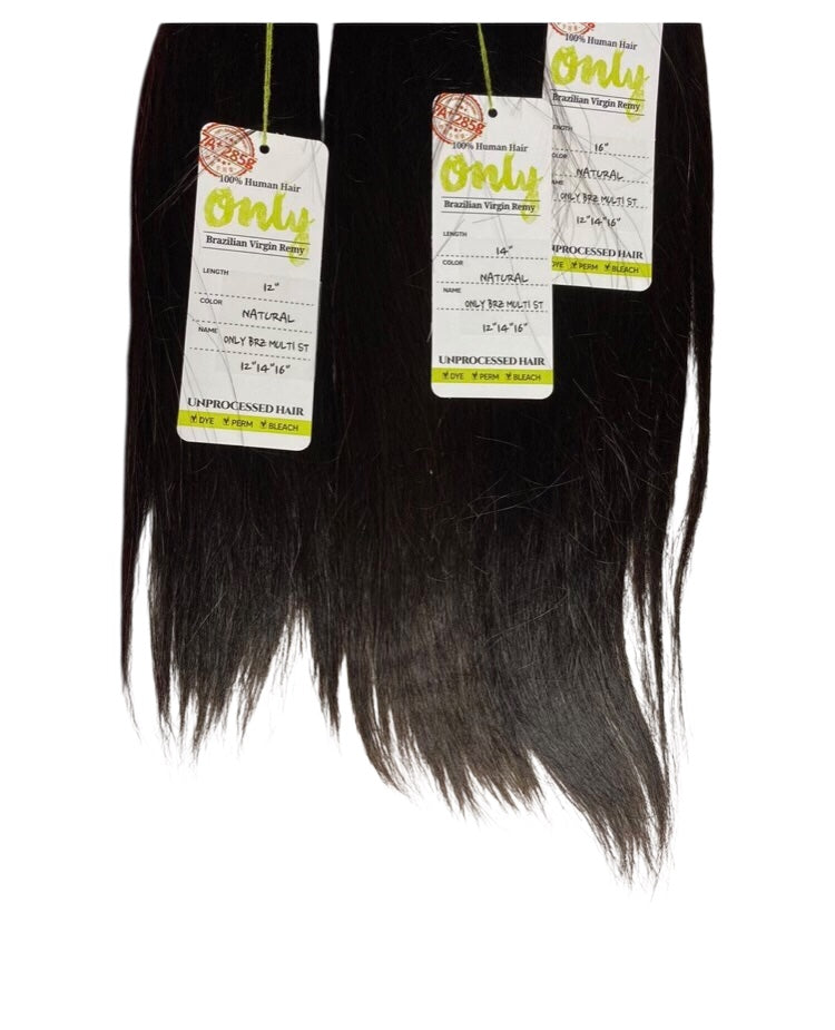 BRAZILIAN STRAIGHT UNPROCESSED 100% HUMAN HAIR VIRGIN REMY 12" 14" 16"