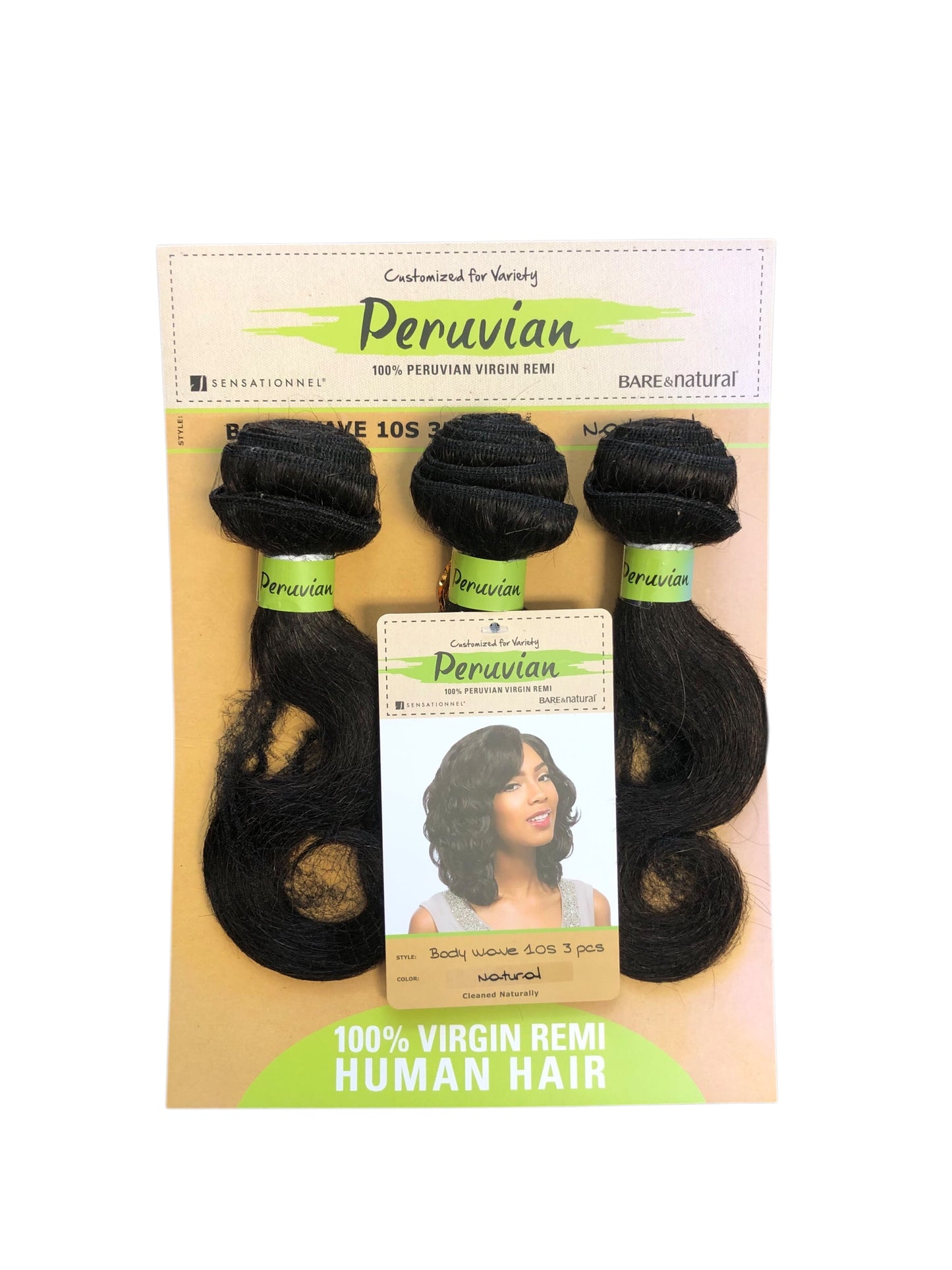 PERUVIAN 100% VIRGIN REMI BUNDLE HAIR BARE & NATURAL - BODY WAVE 10S 3PCS