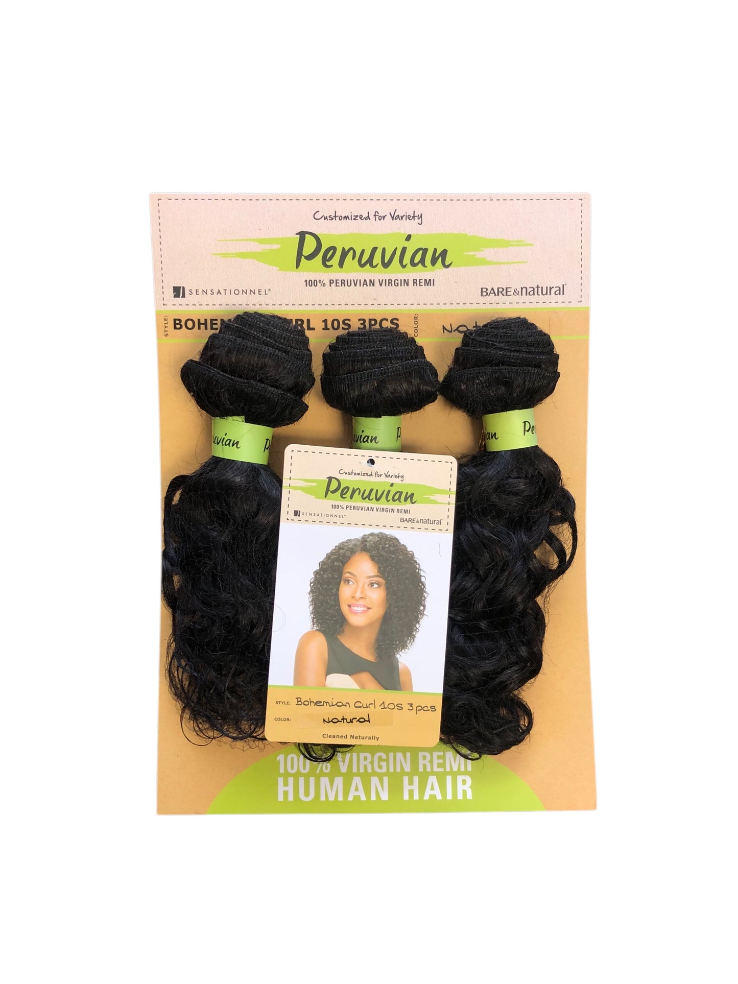 PERUVIAN 100% VIRGIN REMI BUNDLE HAIR BARE & NATURAL - BOHEMIAN CURL 10S 3PCS